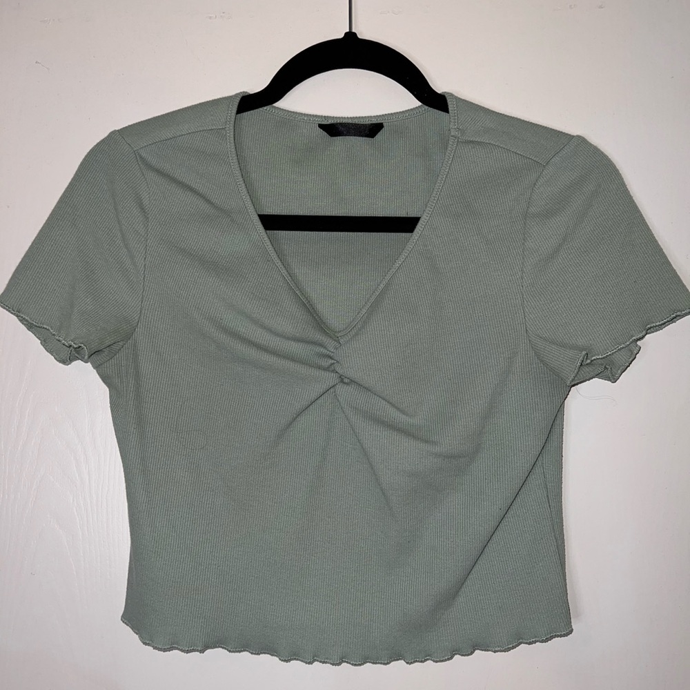 Ribbed Green Crop Top